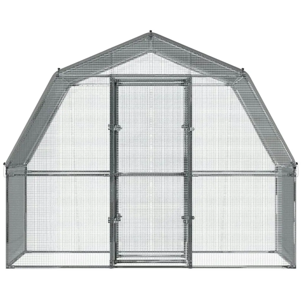 Chicken Cages 2 pcs with Roof and Door Silver Galvanised Steel 3294910