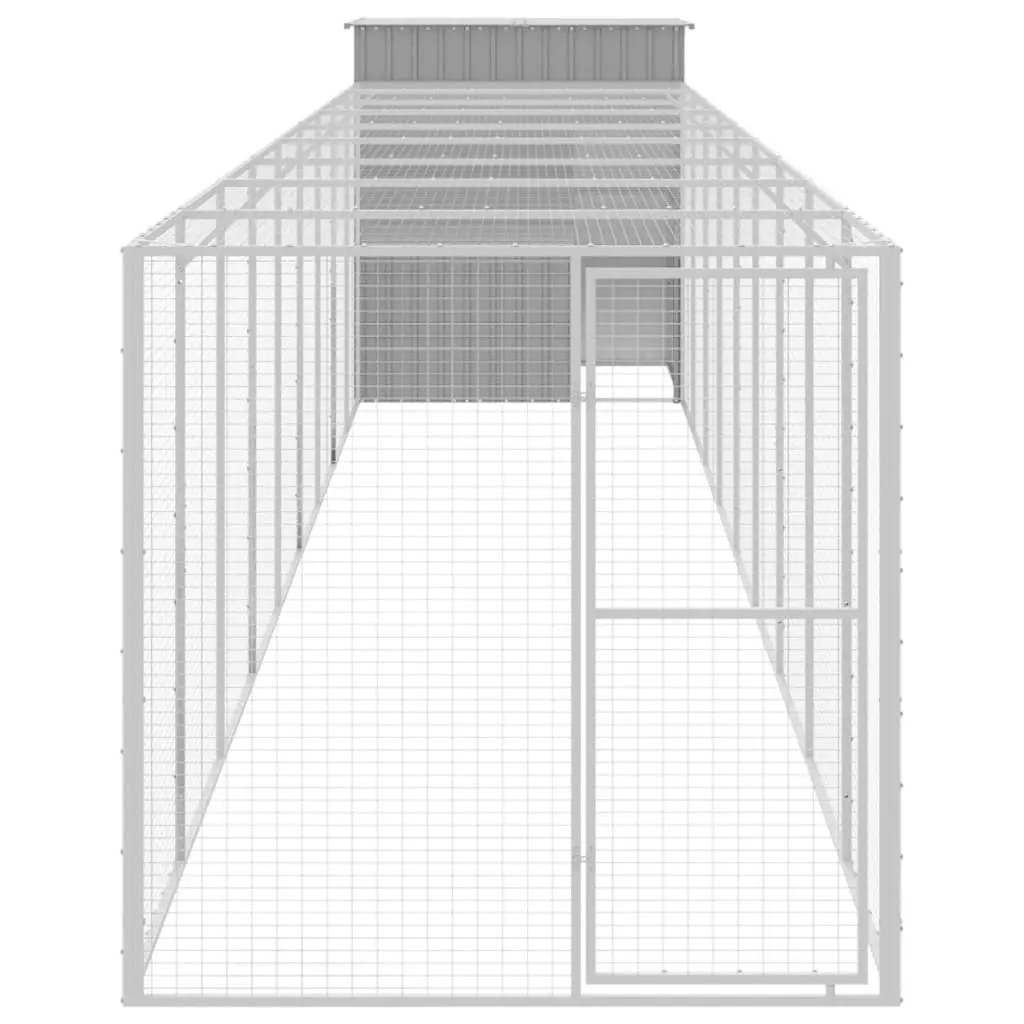 Chicken Cage with Run Light Grey 165x1067x181 cm Galvanised Steel 3189117