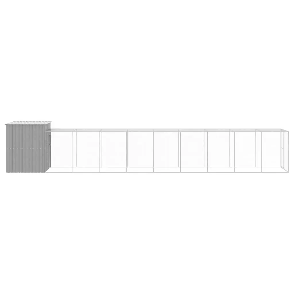 Chicken Cage with Run Light Grey 165x1067x181 cm Galvanised Steel 3189117