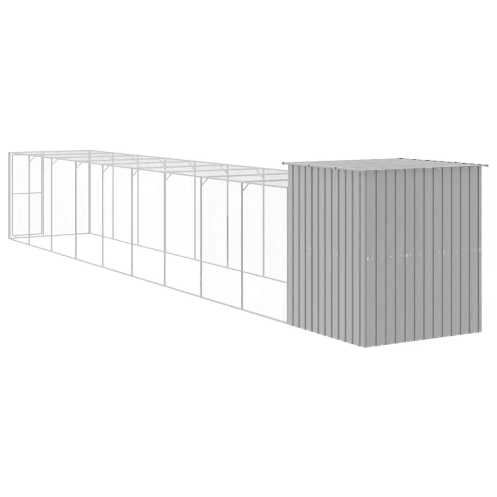 Chicken Cage with Run Light Grey 165x1067x181 cm Galvanised Steel 3189117