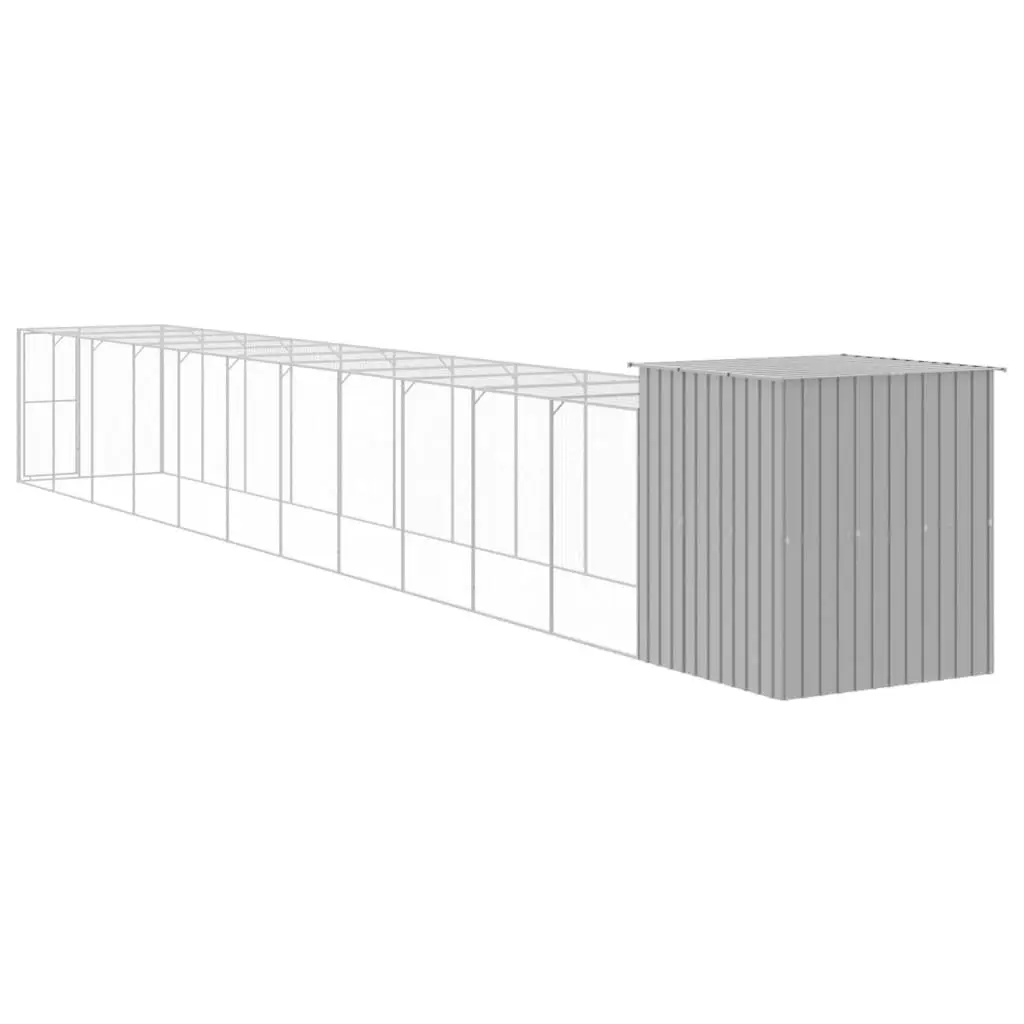 Chicken Cage with Run Light Grey 165x1271x181 cm Galvanised Steel 3189118