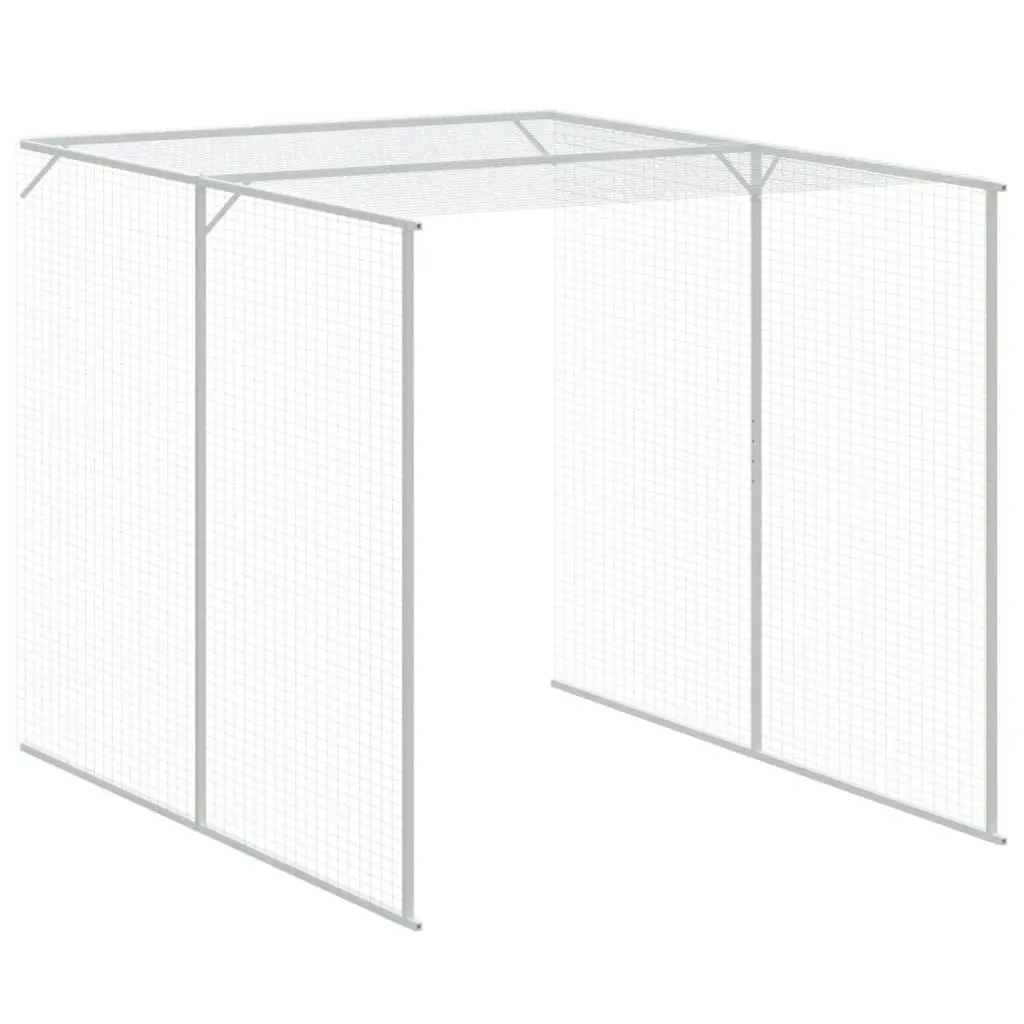 Chicken Cage with Run Light Grey 165x1271x181 cm Galvanised Steel 3189118