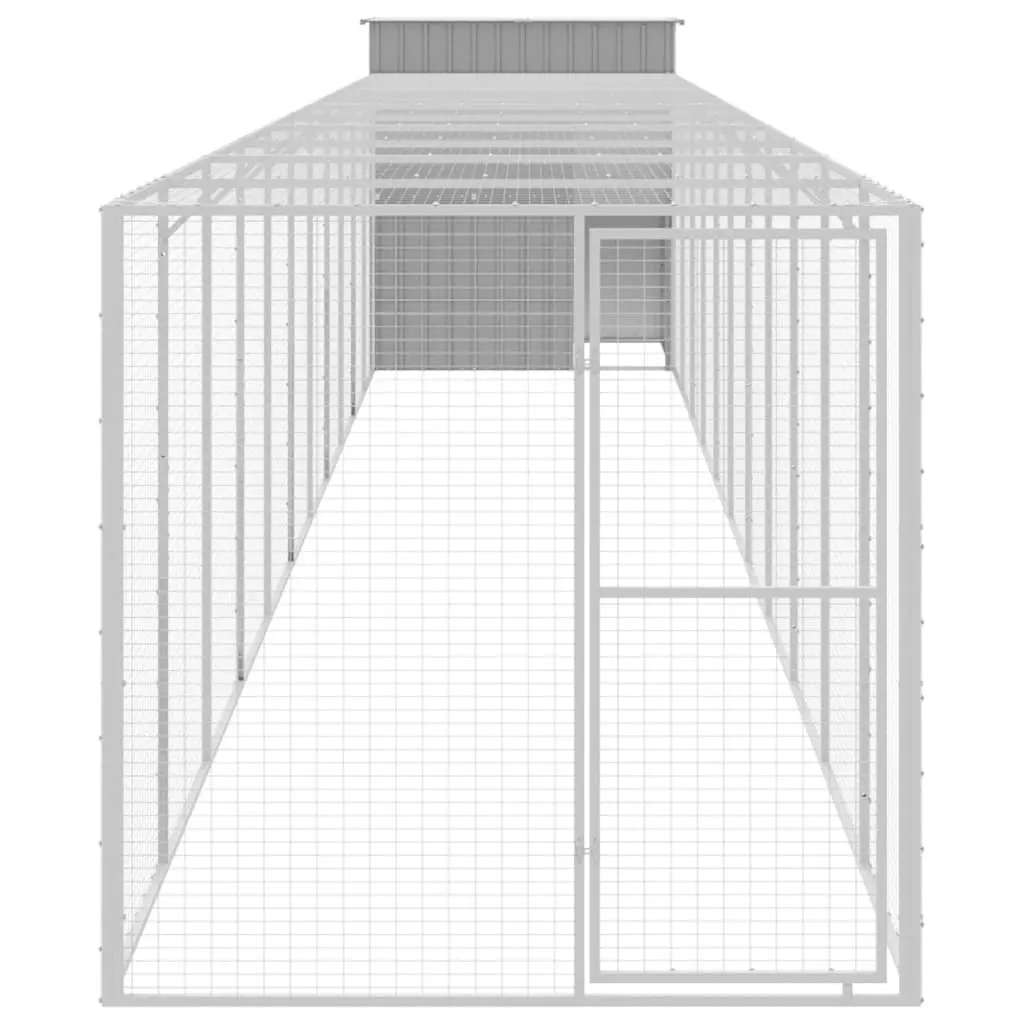 Chicken Cage with Run Light Grey 165x1271x181 cm Galvanised Steel 3189118