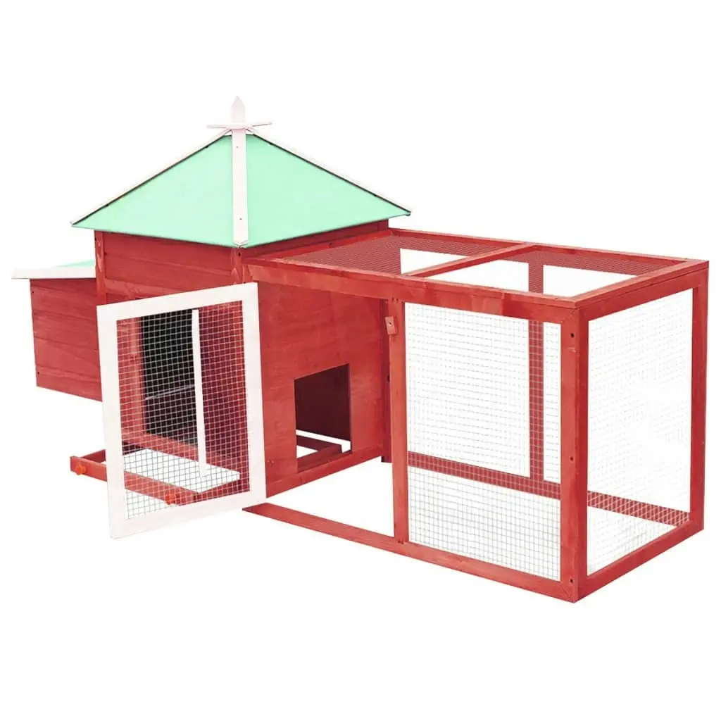 Chicken Coop with Nest Box Red 190x72x102 cm Solid Firwood 170983