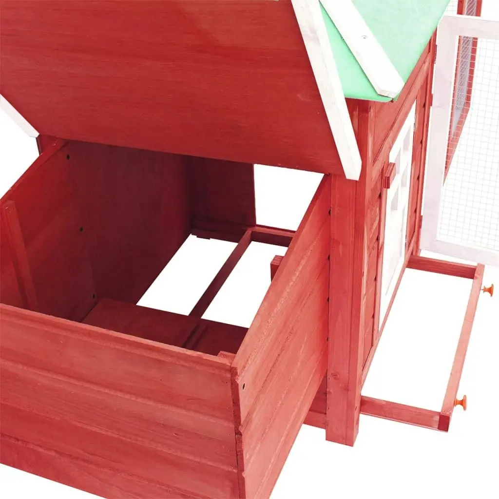 Chicken Coop with Nest Box Red 190x72x102 cm Solid Firwood 170983