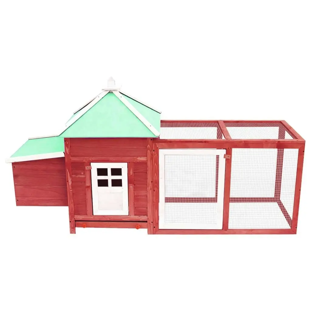 Chicken Coop with Nest Box Red 190x72x102 cm Solid Firwood 170983