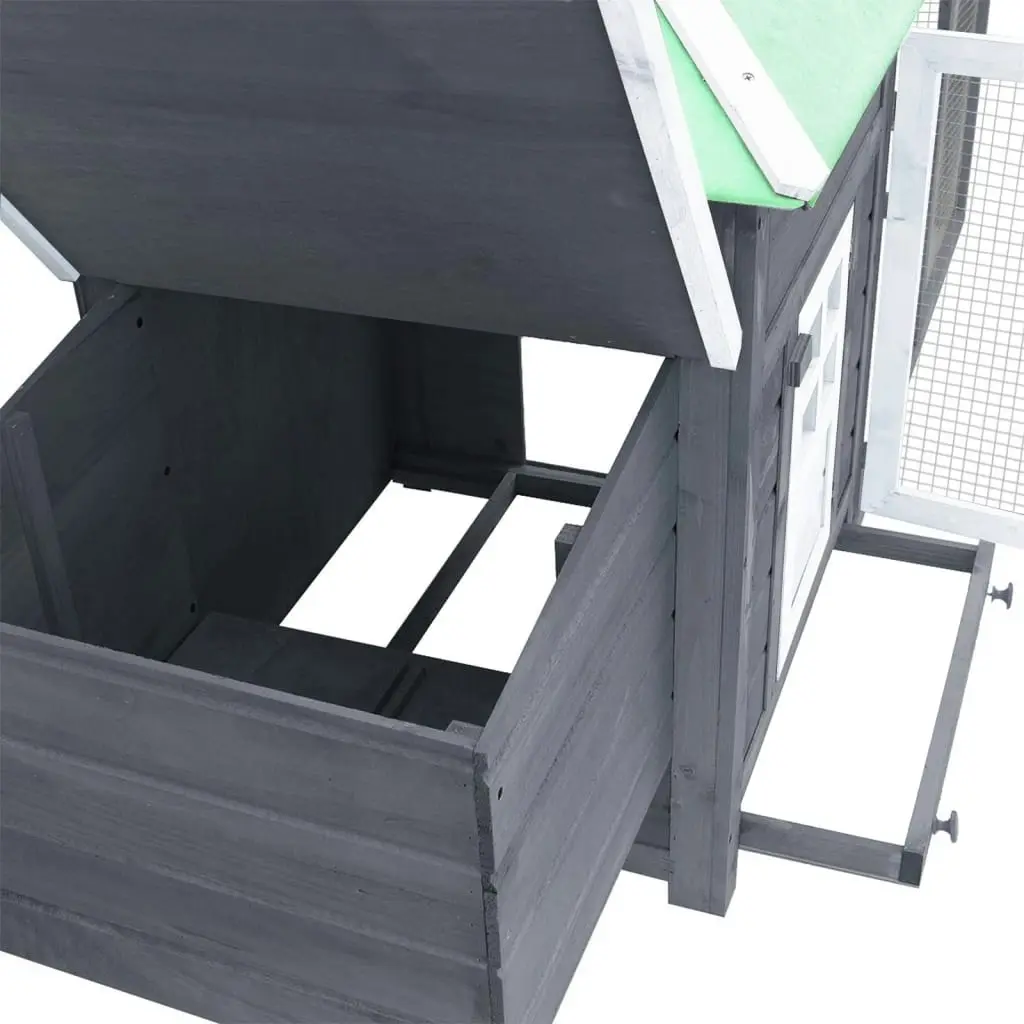 Chicken Coop with Nest Box Grey 190x72x102 cm Solid Firwood 170981