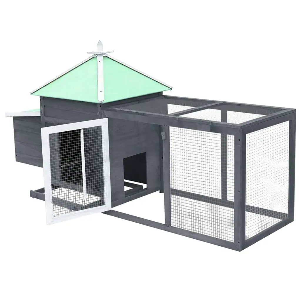 Chicken Coop with Nest Box Grey 190x72x102 cm Solid Firwood 170981