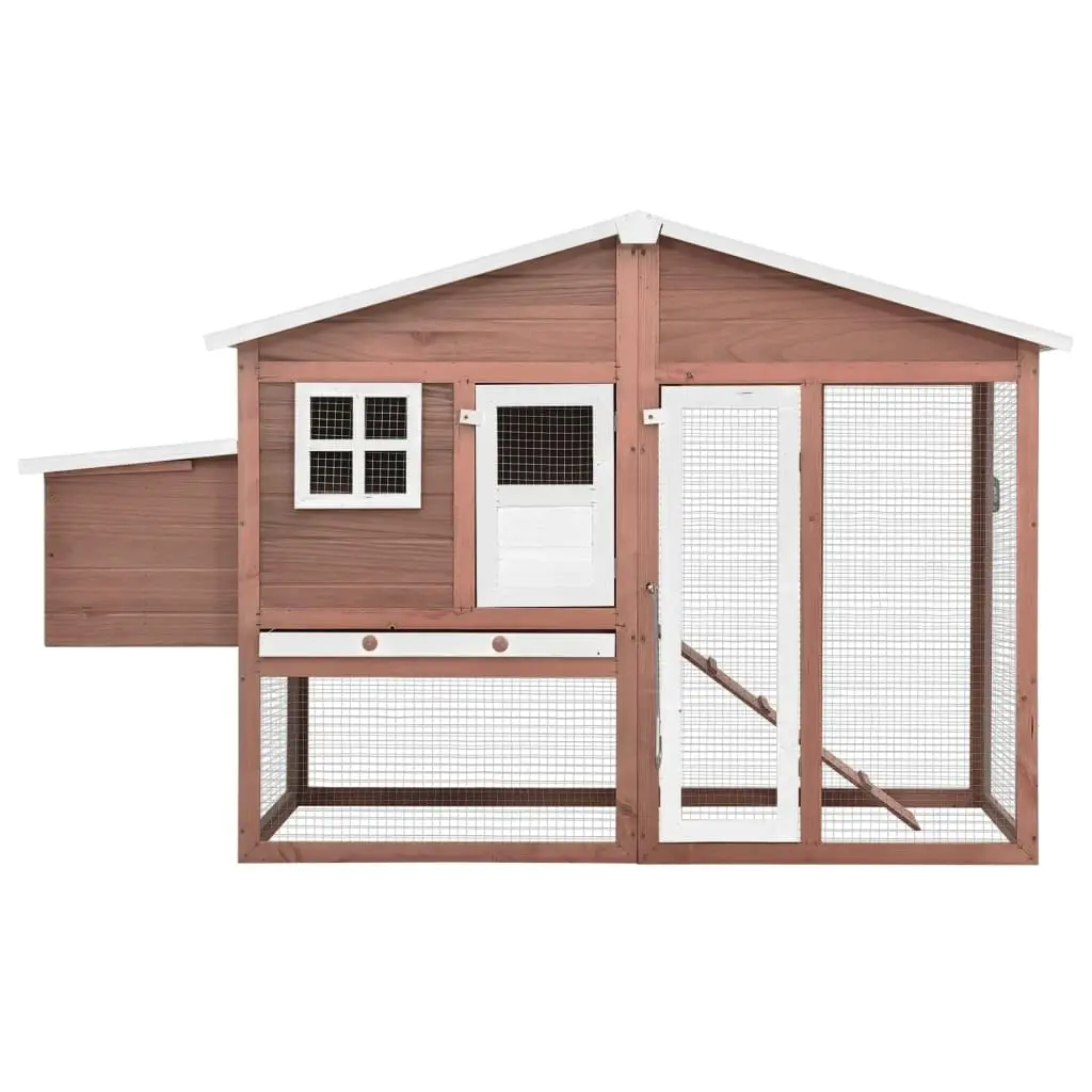 Chicken Coop with Nest Box Mocha and White Solid Fir Wood 170866