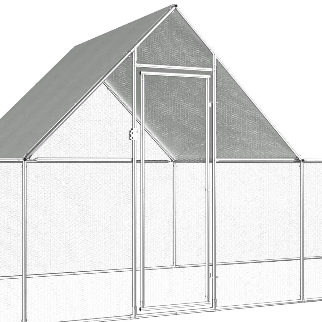 Chicken Coop 14x2x2 m Galvanised Steel 144564