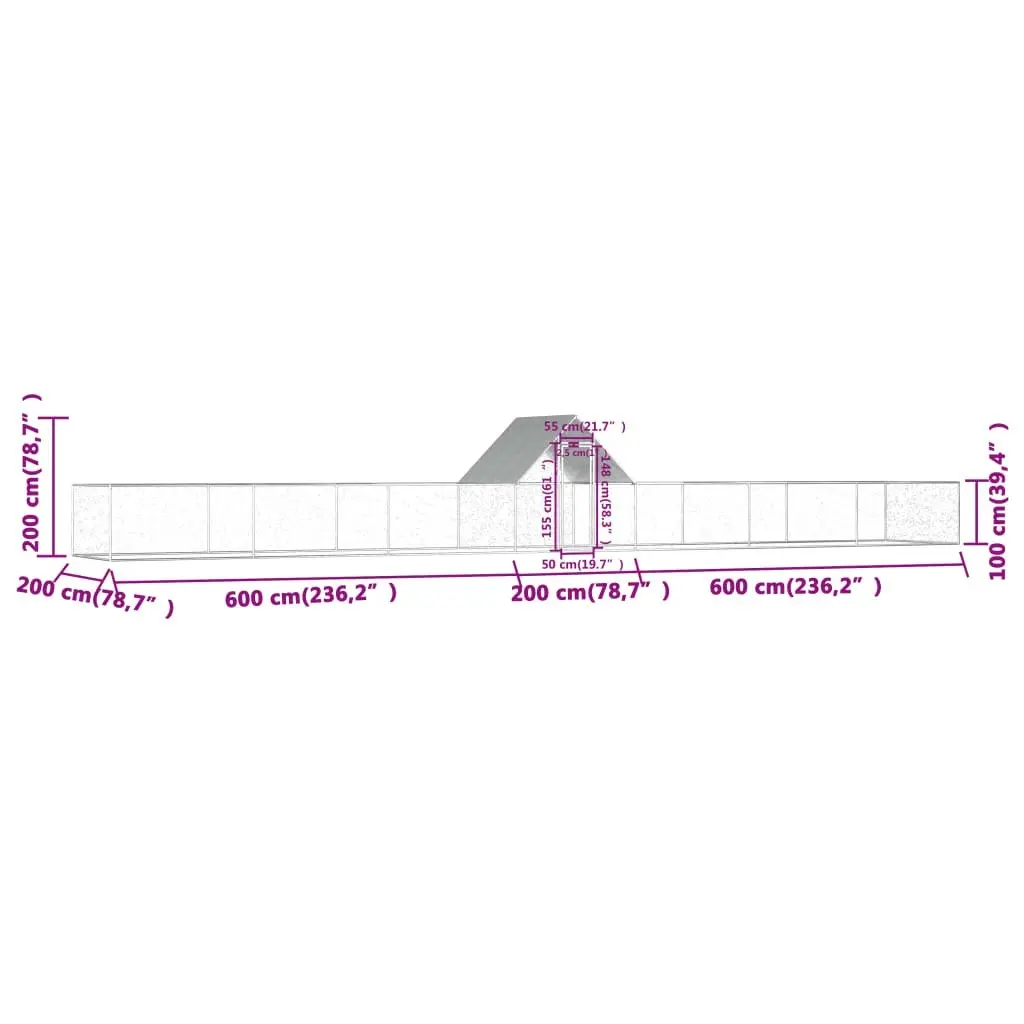 Chicken Coop 14x2x2 m Galvanised Steel 144564