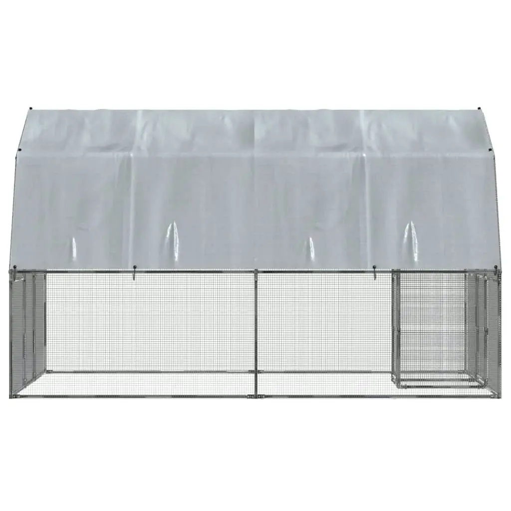 Chicken Cages 2 pcs with Roof and Door Silver Galvanised Steel 3294911