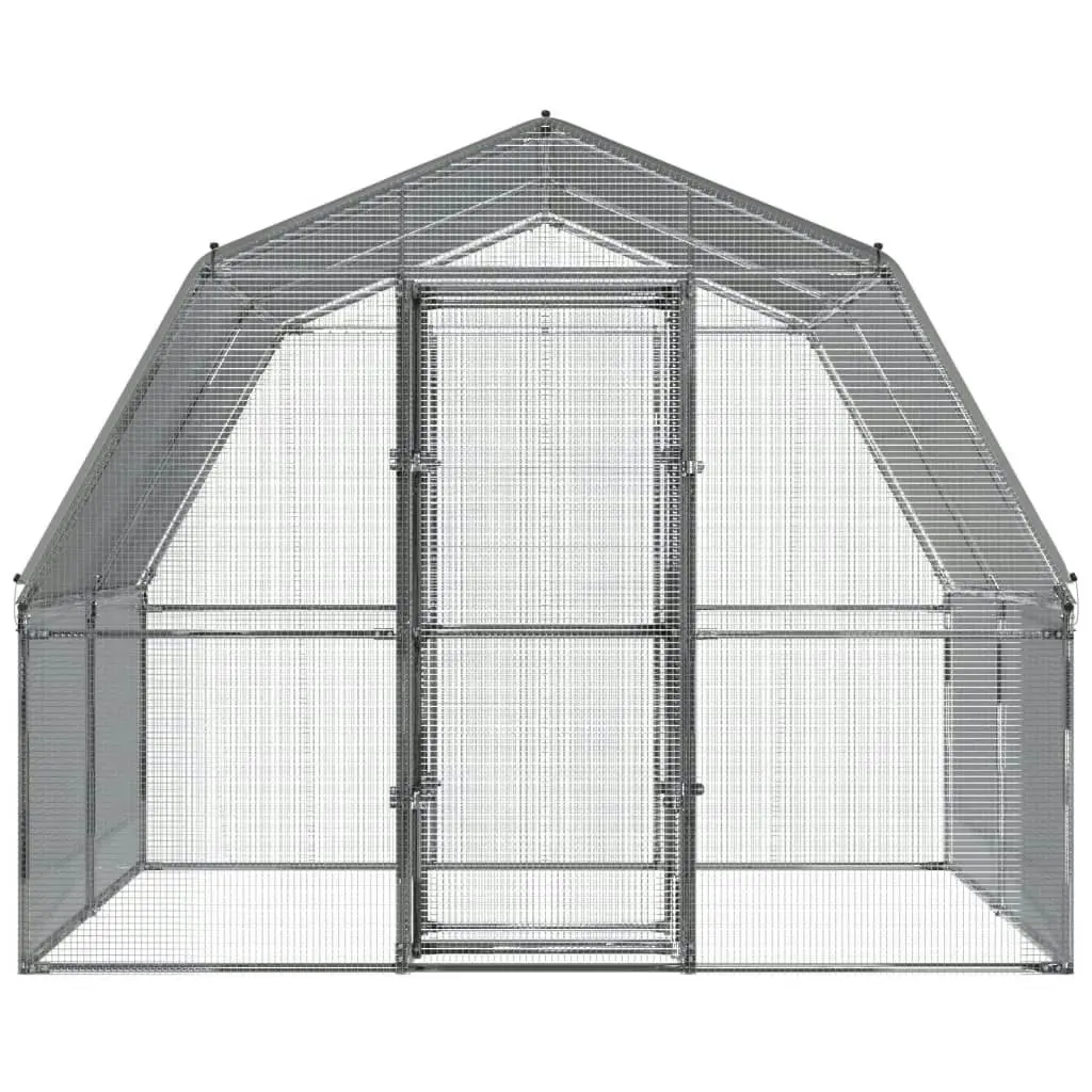 Chicken Cages 2 pcs with Roof and Door Silver Galvanised Steel 3294911