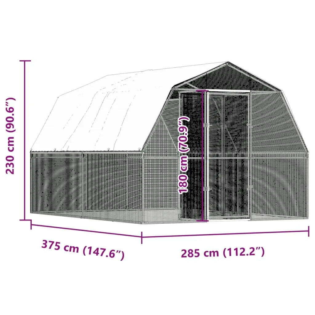 Chicken Cages 2 pcs with Roof and Door Silver Galvanised Steel 3294911