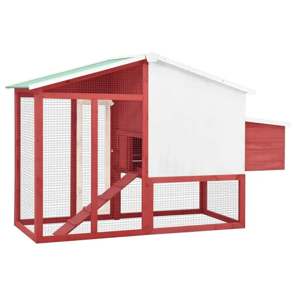 Chicken Coop with Nest Box Red and White Solid Fir Wood 170867