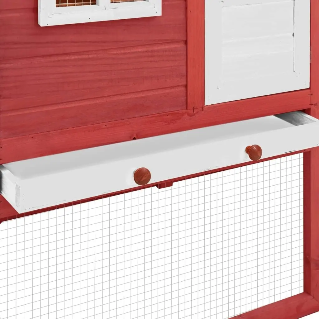 Chicken Coop with Nest Box Red and White Solid Fir Wood 170867