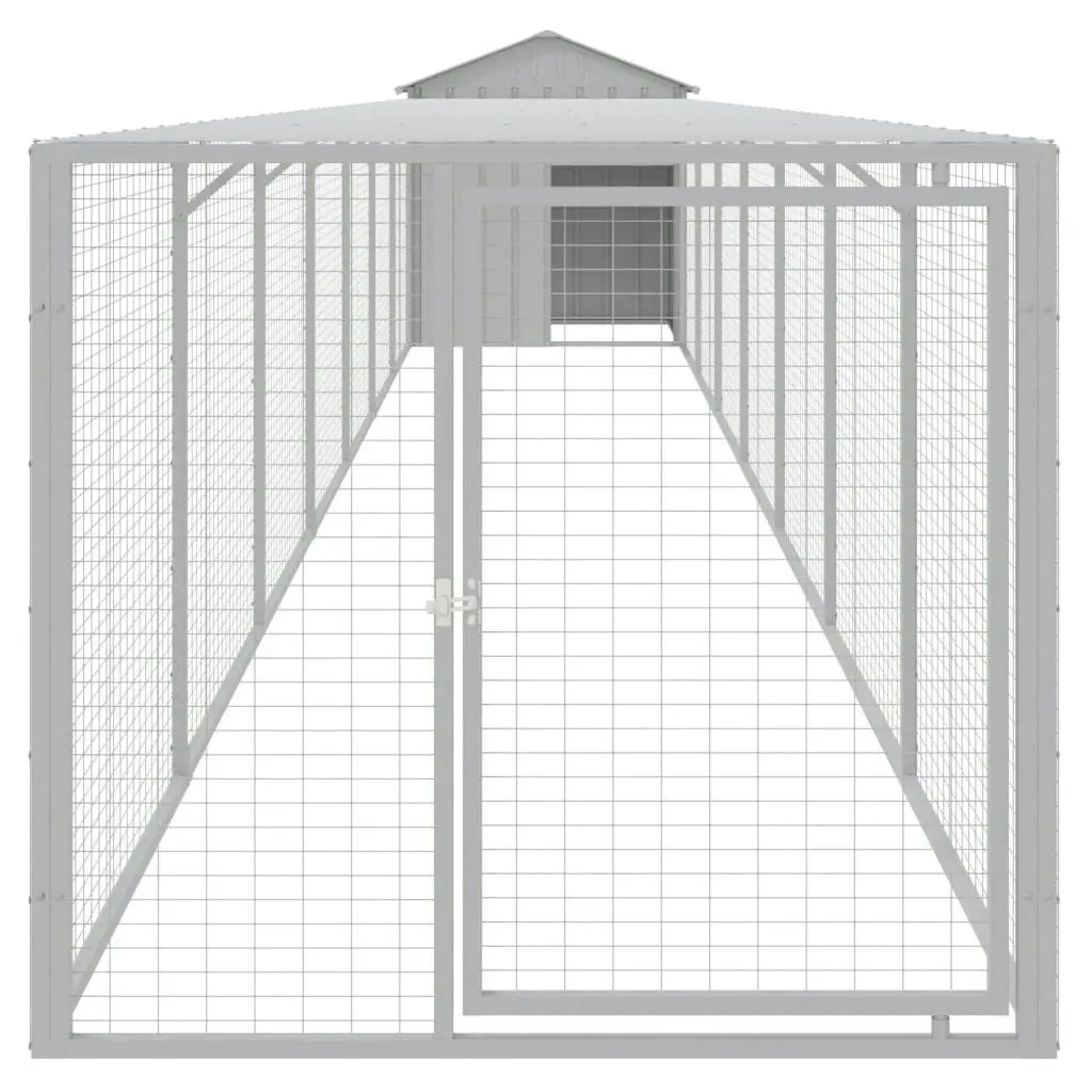 Chicken Cage with Run Light Grey 117x813x123 cm Galvanised Steel 3189076