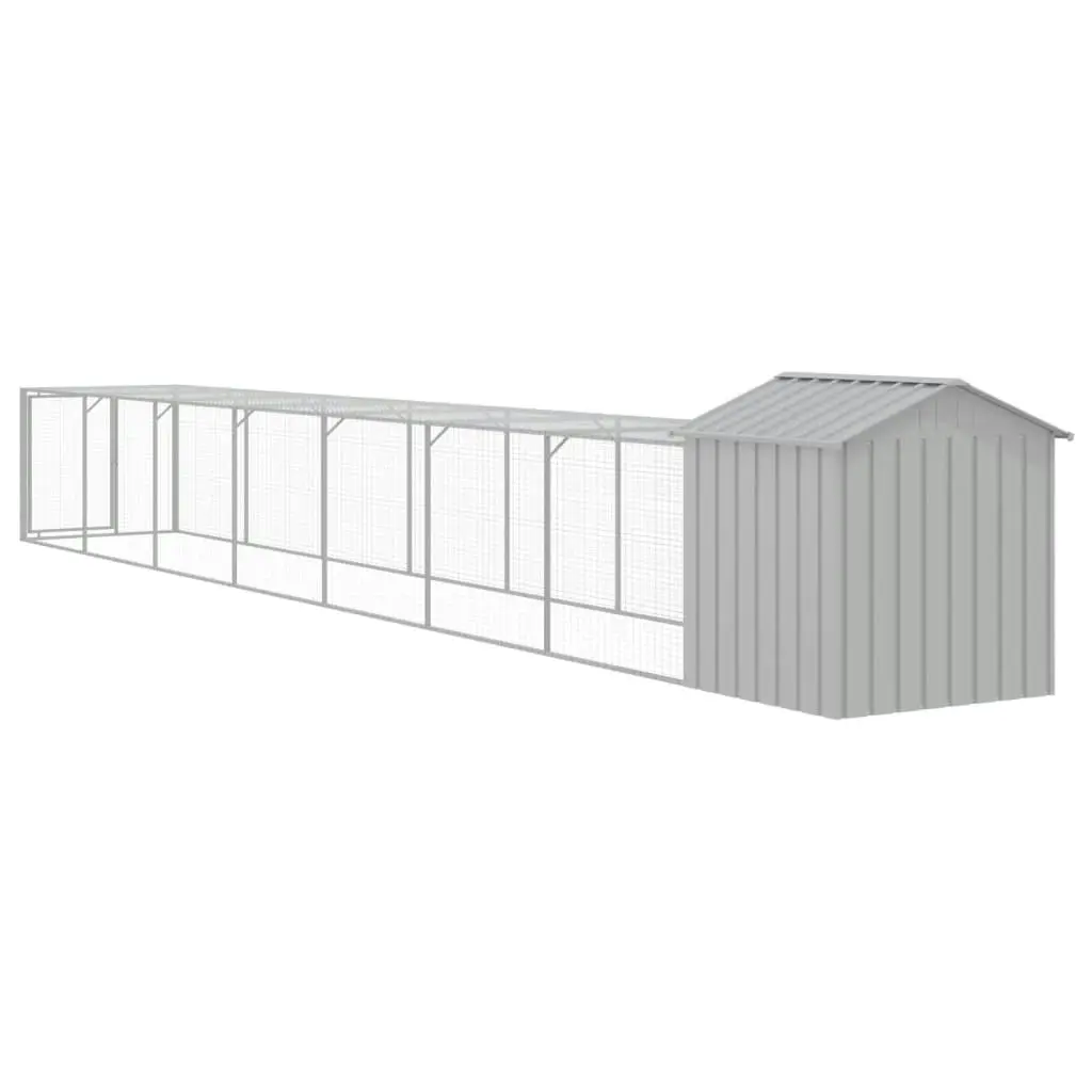 Chicken Cage with Run Light Grey 117x813x123 cm Galvanised Steel 3189076