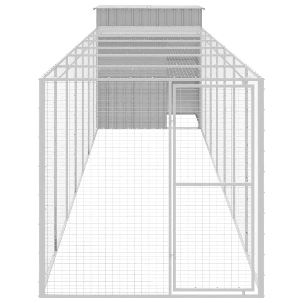 Chicken Cage with Run Light Grey 165x863x181 cm Galvanised Steel 3189116