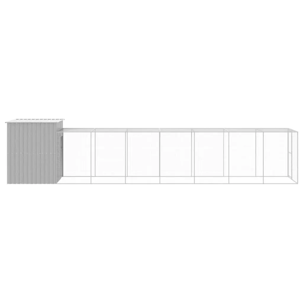 Chicken Cage with Run Light Grey 165x863x181 cm Galvanised Steel 3189116