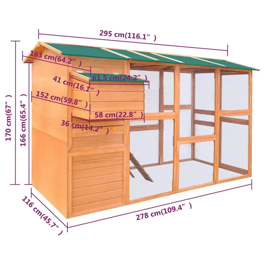 Chicken Coop Wood 295x163x170 cm 170411