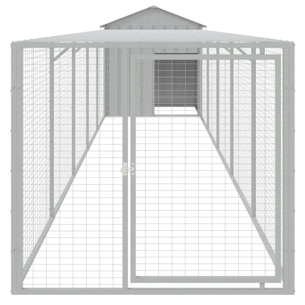 Chicken Cage with Run Light Grey 117x609x123 cm Galvanised Steel 3189075