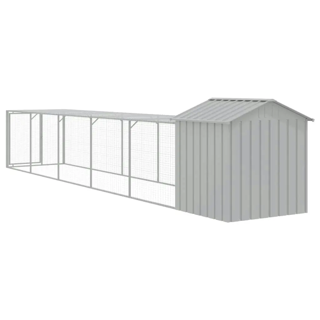 Chicken Cage with Run Light Grey 117x609x123 cm Galvanised Steel 3189075