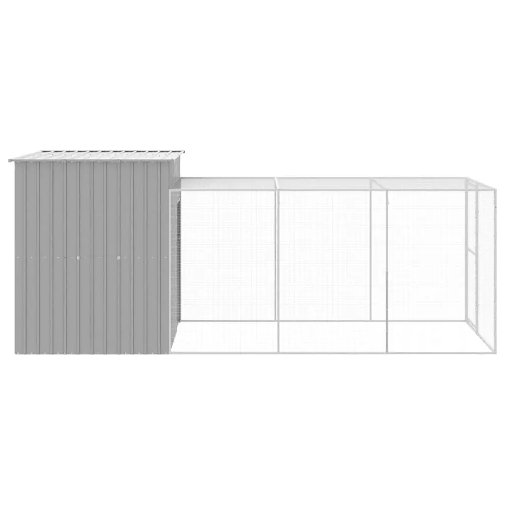 Chicken Cage with Run Light Grey 165x455x181 cm Galvanised Steel 3189114