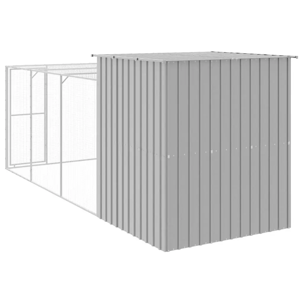 Chicken Cage with Run Light Grey 165x455x181 cm Galvanised Steel 3189114