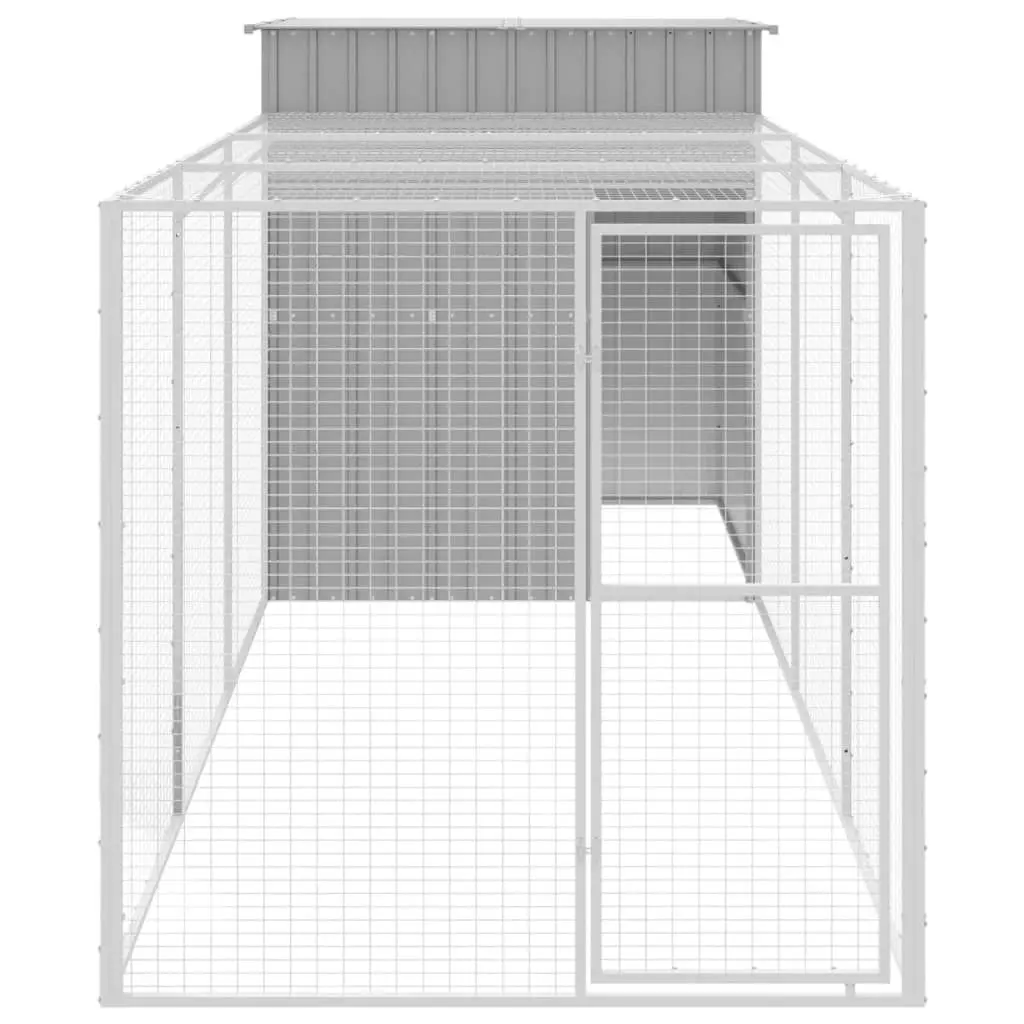 Chicken Cage with Run Light Grey 165x455x181 cm Galvanised Steel 3189114