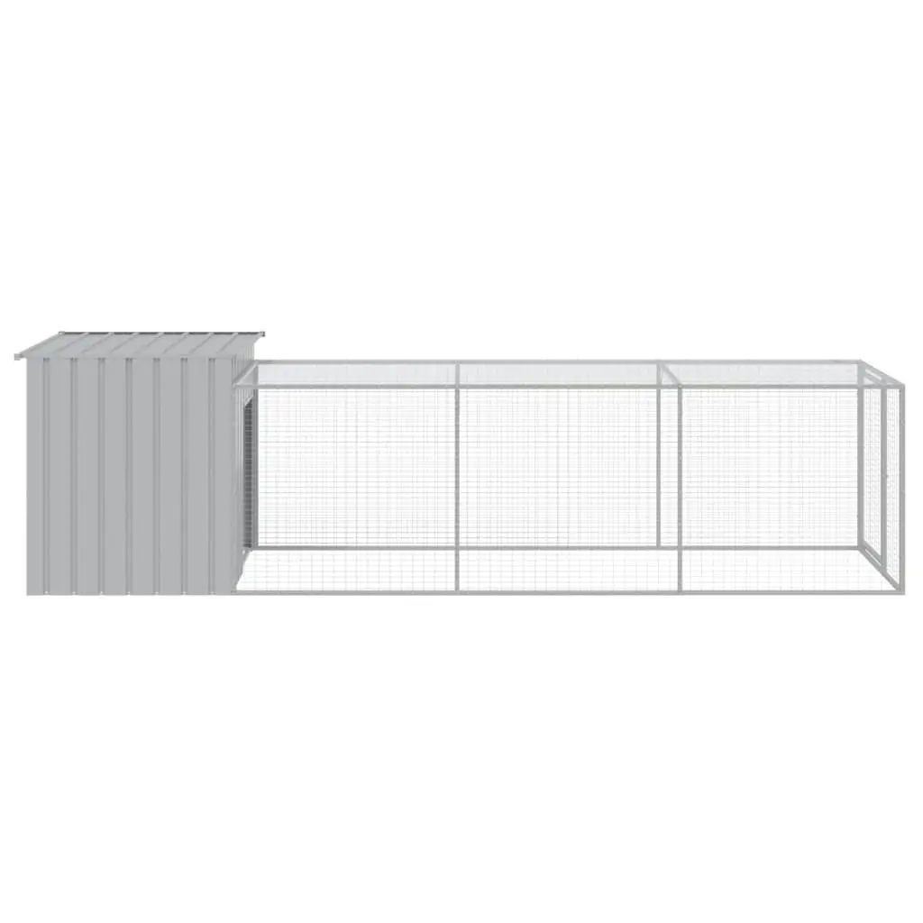 Chicken Cage with Run Light Grey 110x405x110 cm Galvanised Steel 3189094