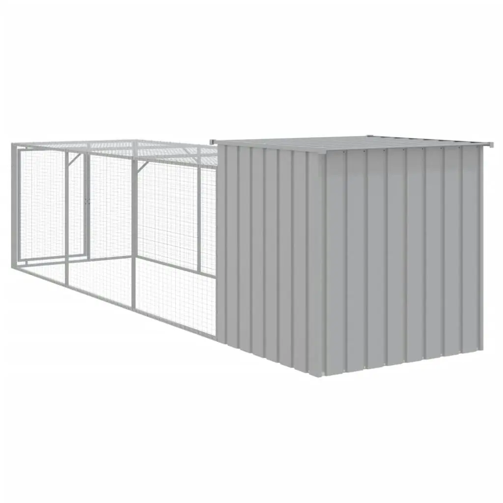 Chicken Cage with Run Light Grey 110x405x110 cm Galvanised Steel 3189094