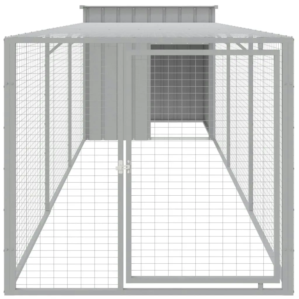 Chicken Cage with Run Light Grey 110x405x110 cm Galvanised Steel 3189094