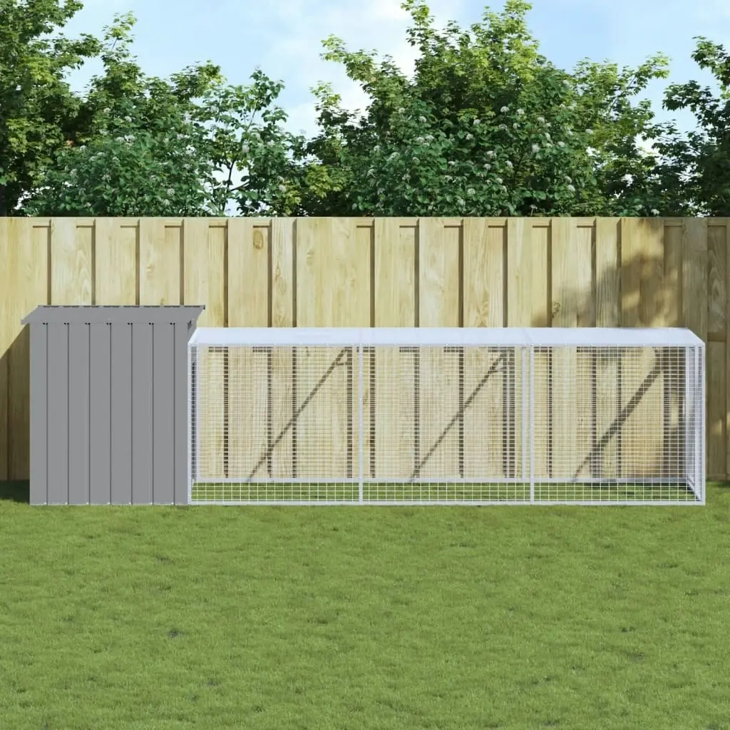 Chicken Cage with Run Light Grey 110x405x110 cm Galvanised Steel 3189094