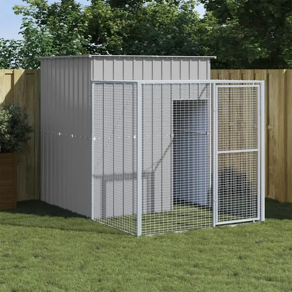 Chicken Cage with Run Light Grey 165x251x181 cm Galvanised Steel 172368