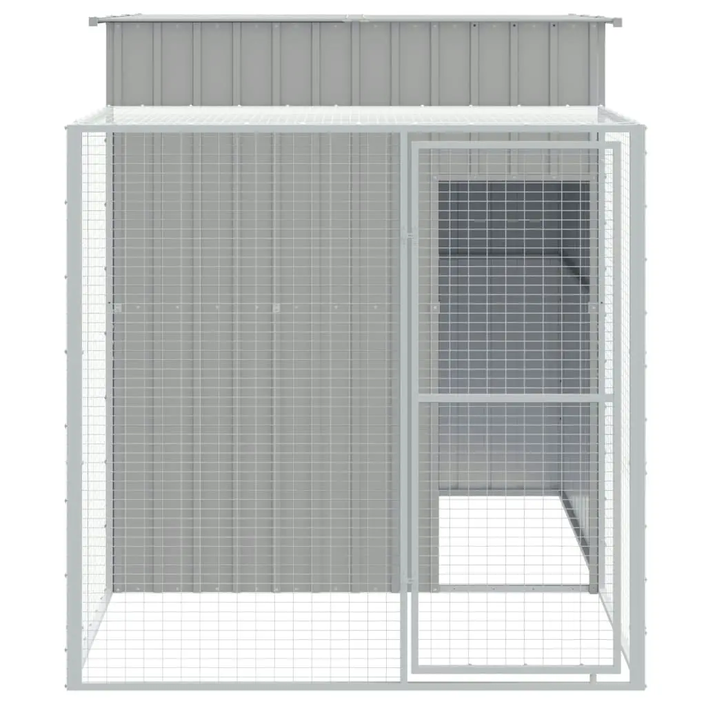 Chicken Cage with Run Light Grey 165x251x181 cm Galvanised Steel 172368