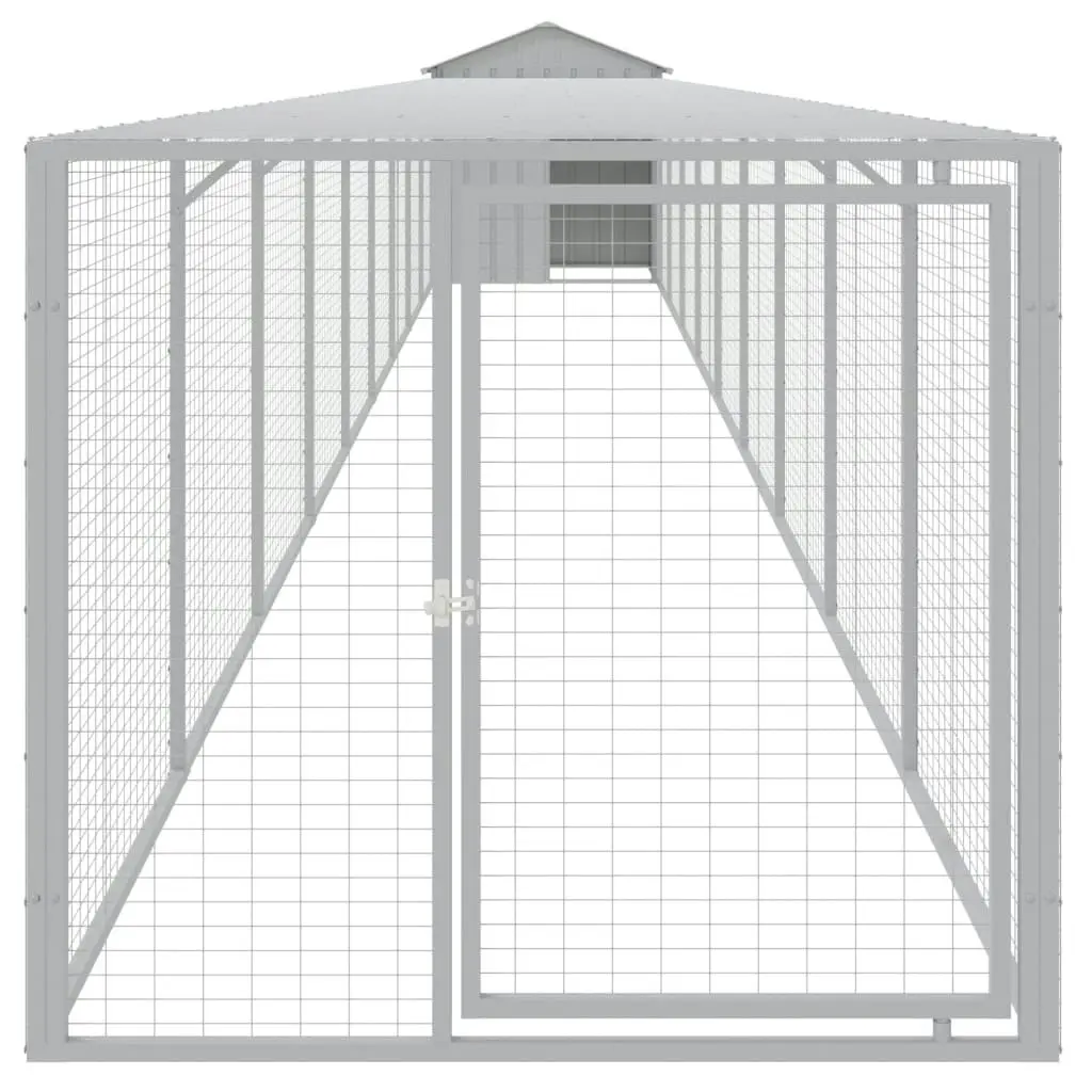 Chicken Cage with Run Light Grey 117x1017x123 cm Galvanised Steel 3189077