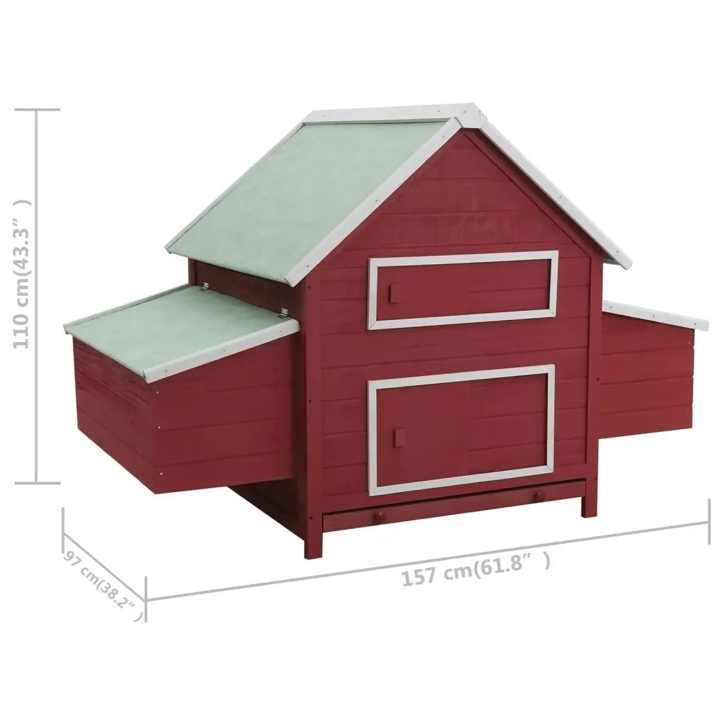 Chicken Coop Red 157x97x110 cm Wood 170857