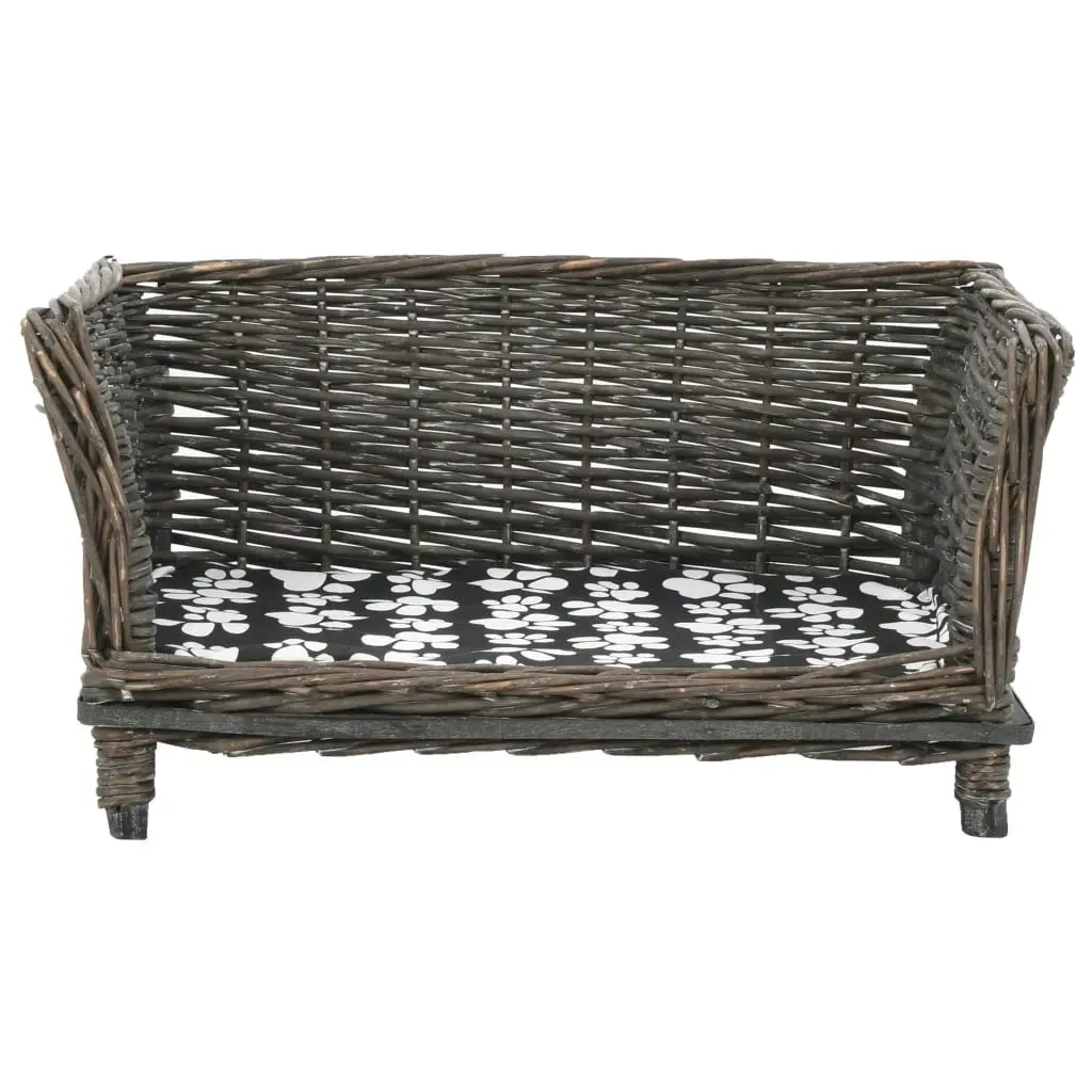 Dog Basket with Cushion Grey 50x33x30 cm Natural Willow 170774