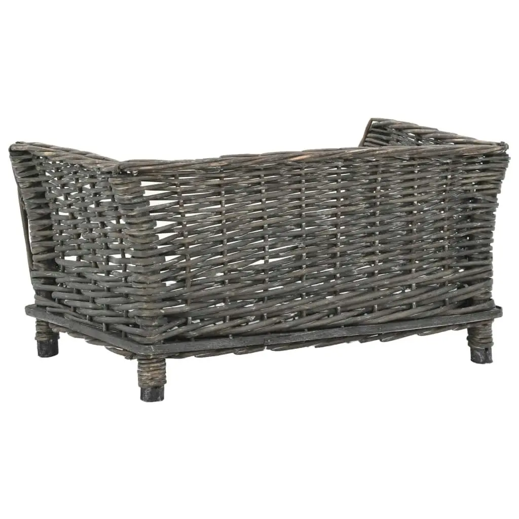 Dog Basket with Cushion Grey 50x33x30 cm Natural Willow 170774