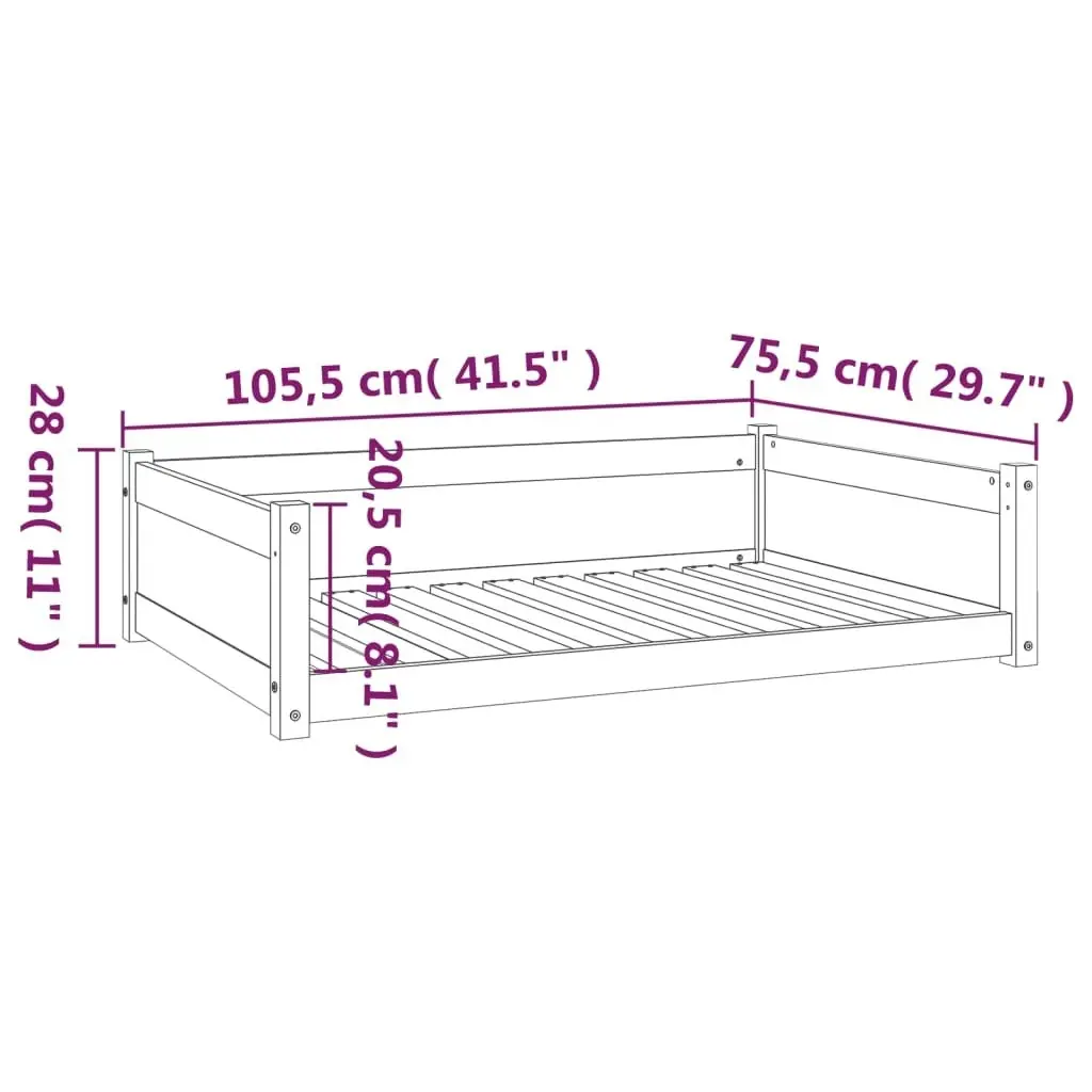 Dog Bed 105.5x75.5x28 cm Solid Pine Wood 821462