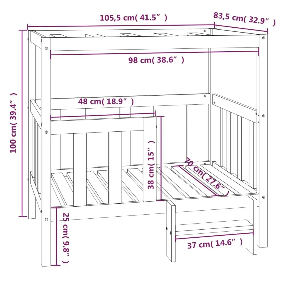 Dog Bed 105.5x83.5x100 cm Solid Wood Pine 822387