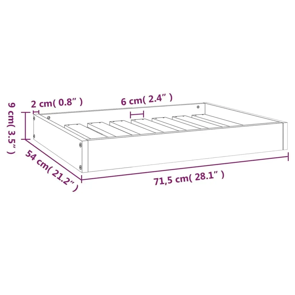 Dog Bed 71.5x54x9 cm Solid Wood Pine 820856