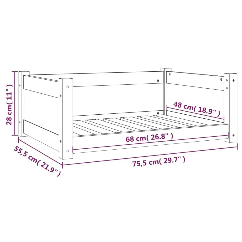 Dog Bed 75.5x55.5x28 cm Solid Pine Wood 821452