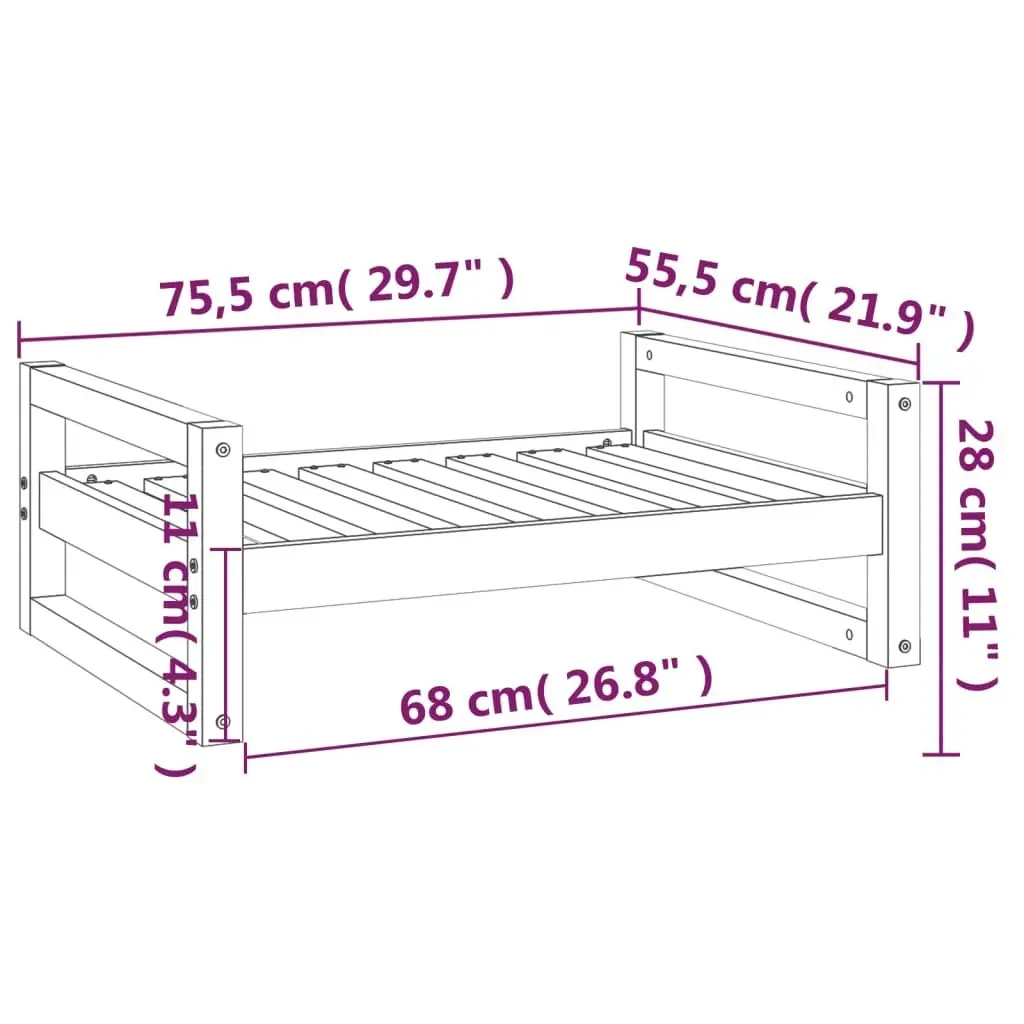 Dog Bed 75.5x55.5x28 cm Solid Pine Wood 821477