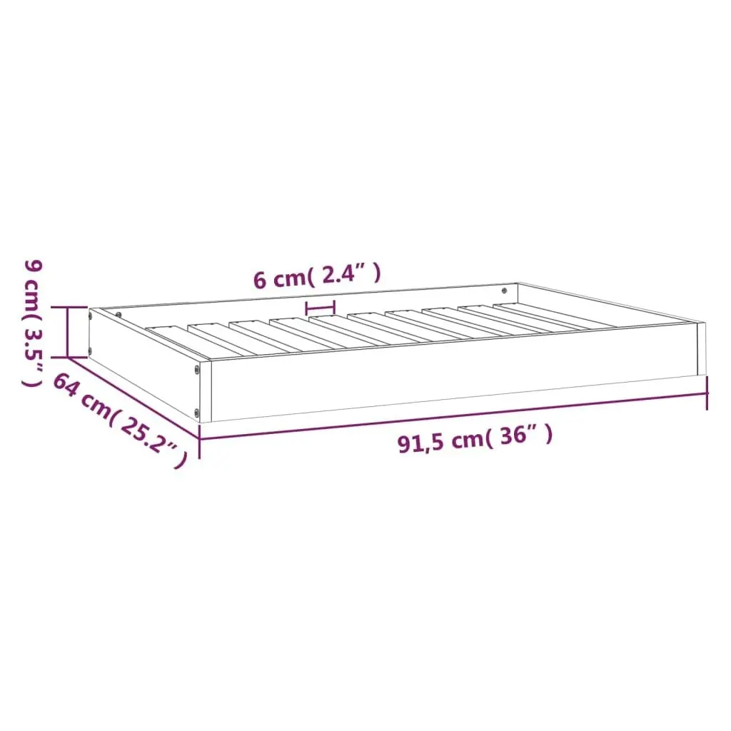 Dog Bed 91.5x64x9 cm Solid Wood Pine 820861