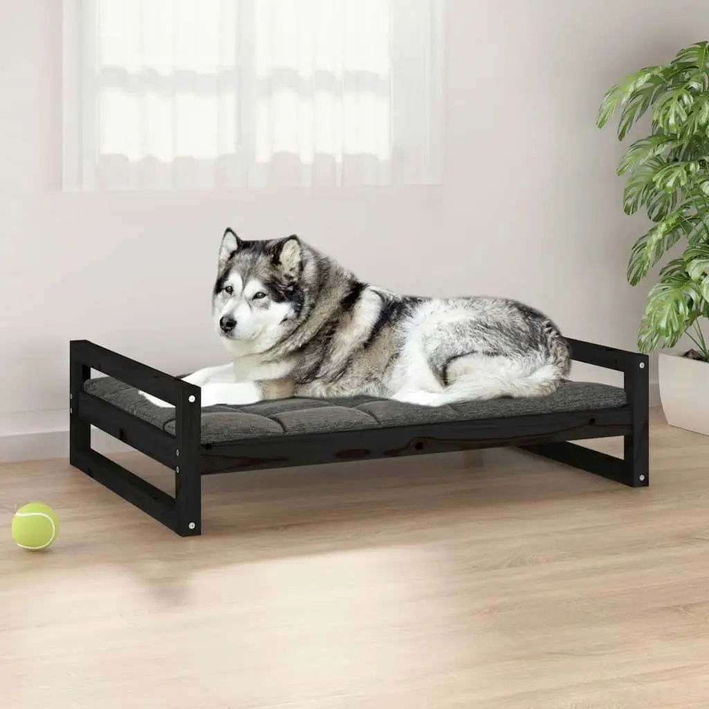 Dog Bed Black 105.5x75.5x28 cm Solid Pine Wood 821491