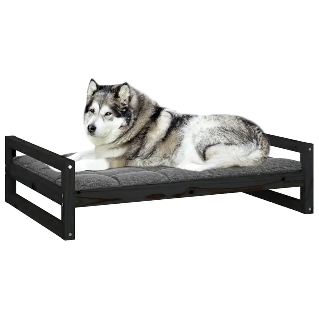 Dog Bed Black 105.5x75.5x28 cm Solid Pine Wood 821491