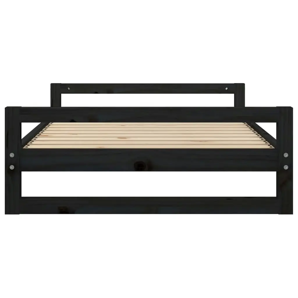 Dog Bed Black 105.5x75.5x28 cm Solid Pine Wood 821491