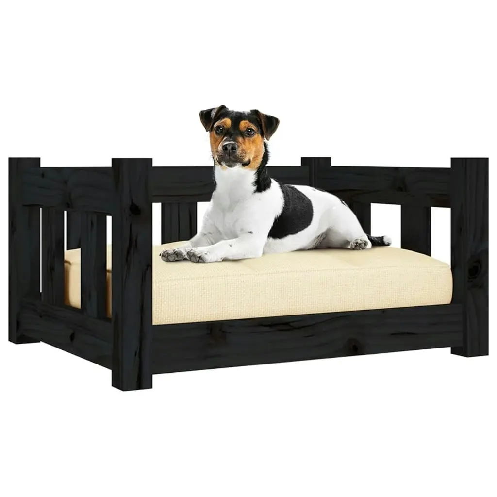 Dog Bed Black 55.5x45.5x28 cm Solid Wood Pine 820186